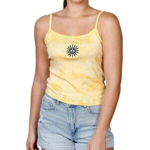 JR449 Rebellious One Light Mustard Yellow Juniors Tie-Dye Cotton Tank Top Size S